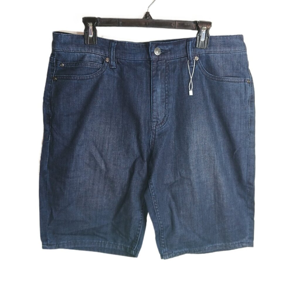 Hugo Boss Straight Fit Denim Shorts Mens Dark Wash Mid Rise Bermuda Shorts New - Picture 5 of 5